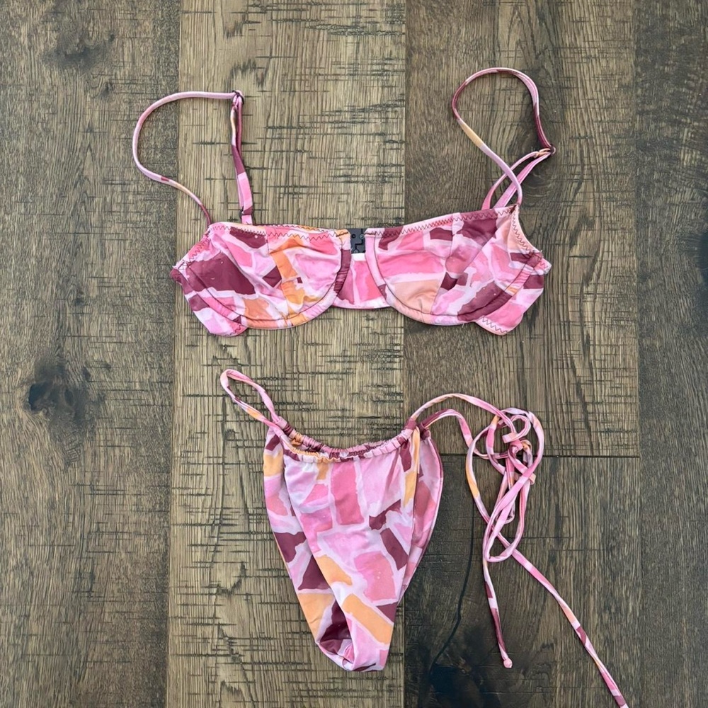 Inamorata Pink and Orange Bikini Set XS